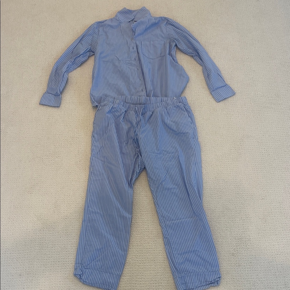 GAP Maternity Poplin PJ Set Pajama Shirt and Pants Set